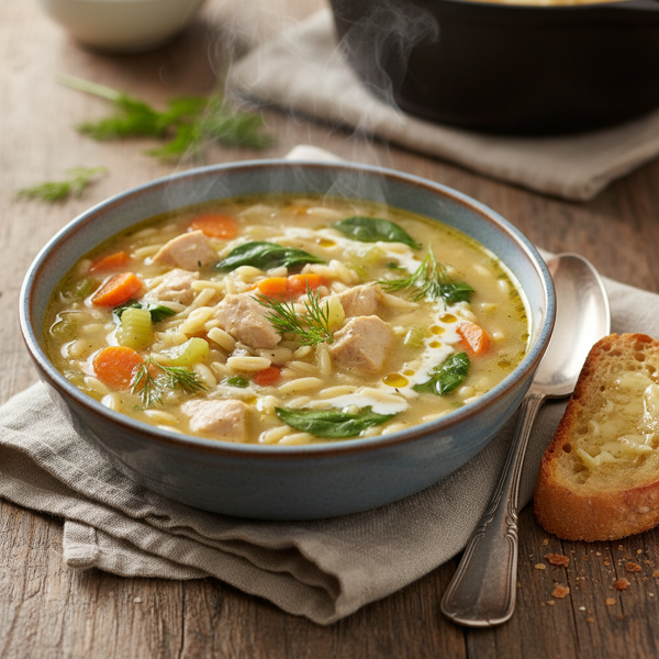 Hearty Creamy Chicken and Orzo Soup recipe