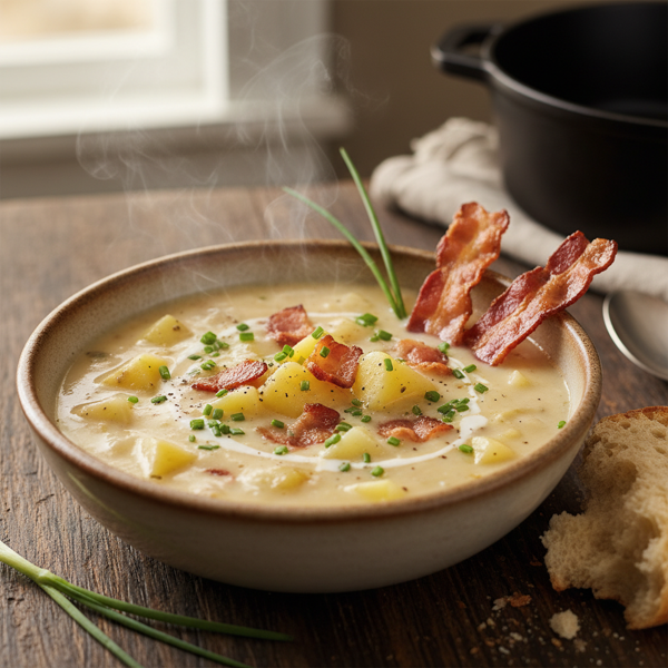Hearty Creamy Potato and Bacon Soup recipe