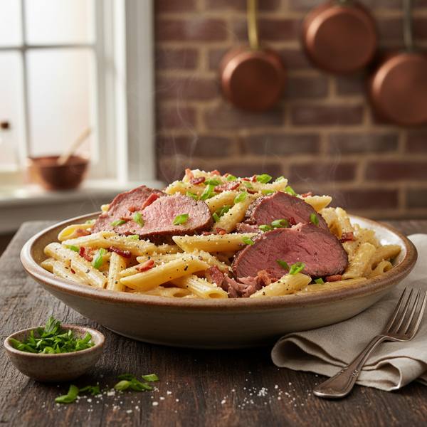 Hearty Creamy Prime Rib Penne Pasta Delight recipe
