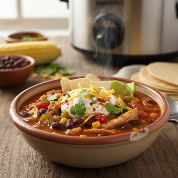 Hearty Crock Pot Chicken Taco Soup recipe