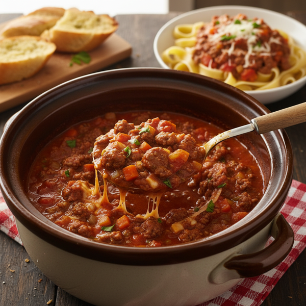 Hearty Crock Pot Meat Sauce recipe