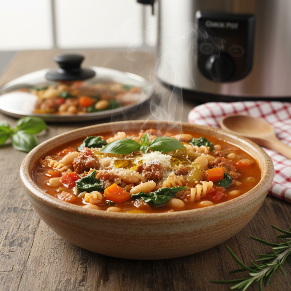 Hearty Crock Pot Pasta Fagioli Soup recipe