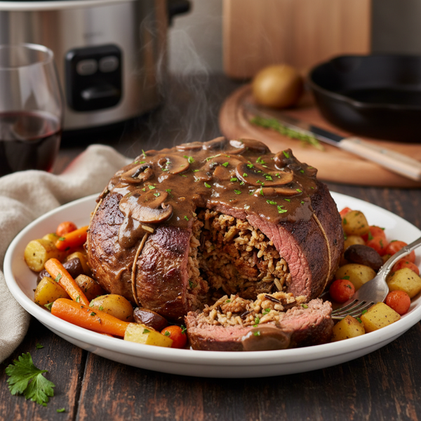 Hearty Crock Pot Stuffed Round Steak recipe