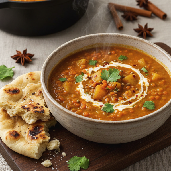 Hearty Curried Red Lentil Potato Soup recipe