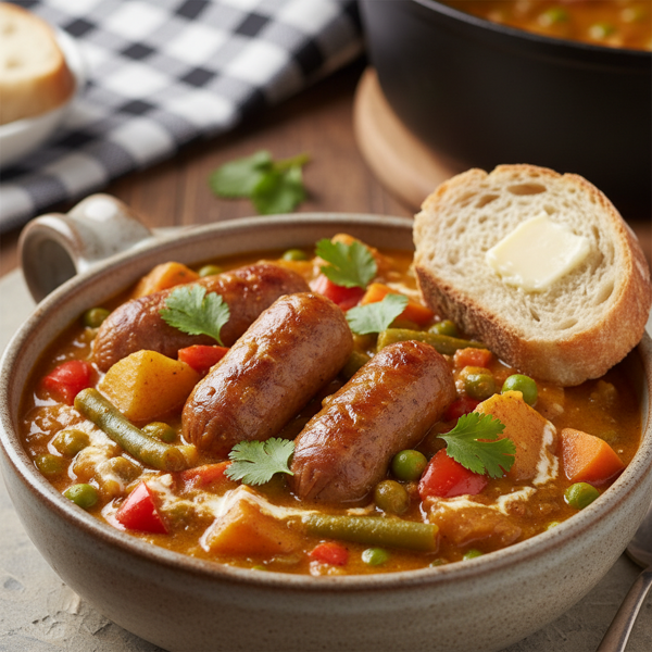Hearty Curried Sausage and Vegetable Stew recipe