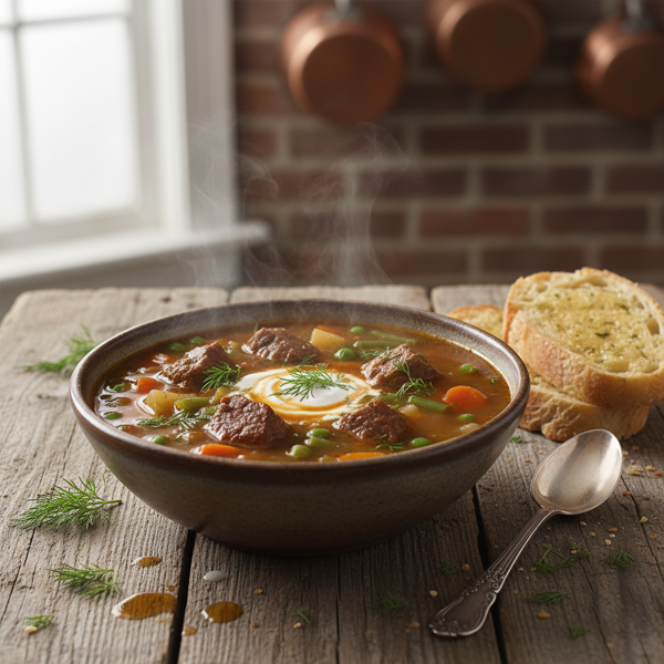 Hearty Dilled Beef and Vegetable Soup recipe
