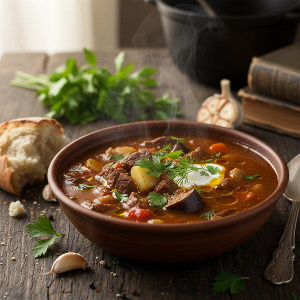 Hearty Eggplant and Beef Supper Soup recipe
