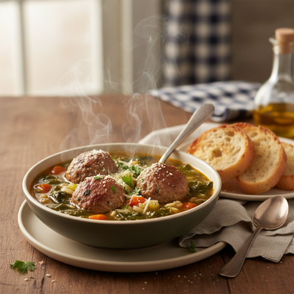 Hearty Escarole and Veal Meatball Soup recipe