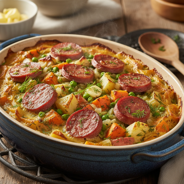 Hearty Finnish Bologna and Vegetable Bake recipe