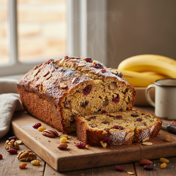 Hearty Fruit & Nut Banana Bread recipe