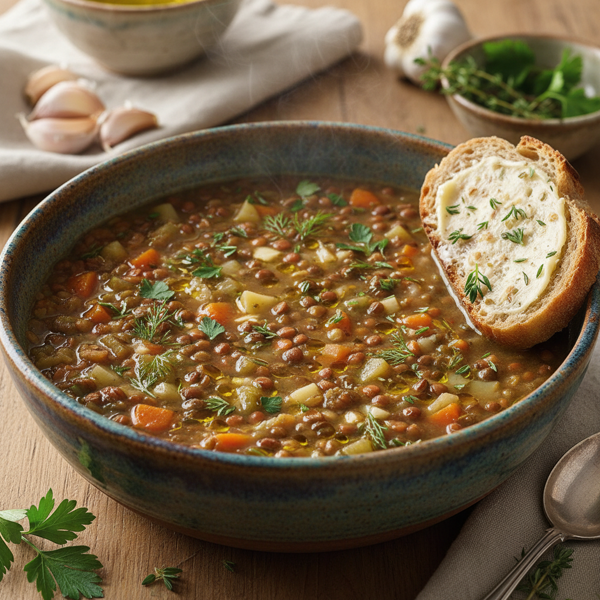 Hearty Garlic & Herb Lentil Soup recipe