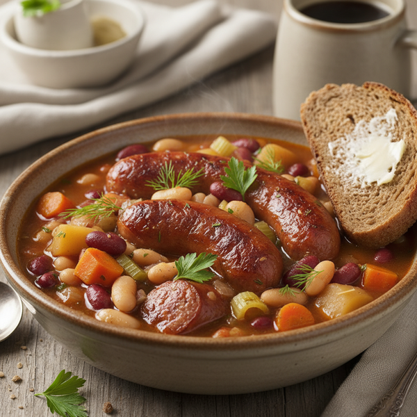 Hearty German Bean and Smoked Sausage Stew recipe