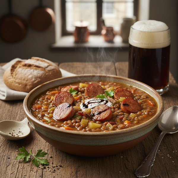 Hearty German Lentil Soup with Frankfurters recipe