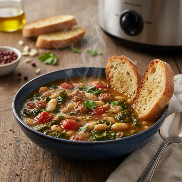 Hearty Greens & Beans Slow Cooker Soup recipe