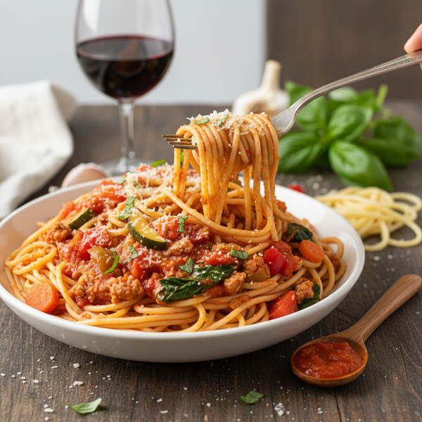 Hearty Ground Turkey Vegetable Spaghetti recipe