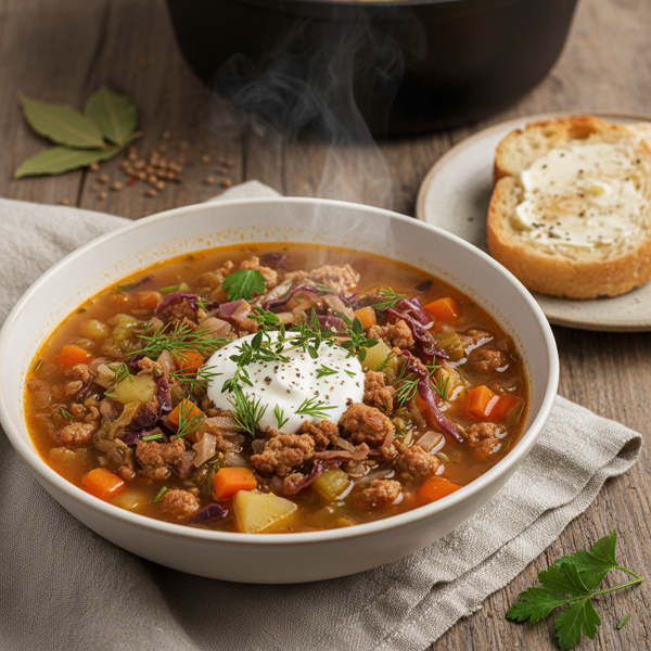 Hearty Ground Turkey & Cabbage Soup recipe