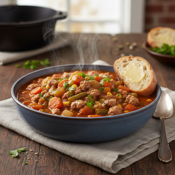 Hearty Ground Turkey and Vegetable Stew recipe