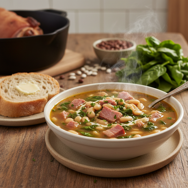 Hearty Ham, Bean & Spinach Soup recipe