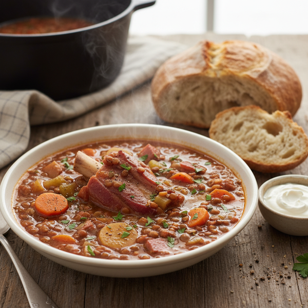 Hearty Ham Bone Lentil Soup recipe