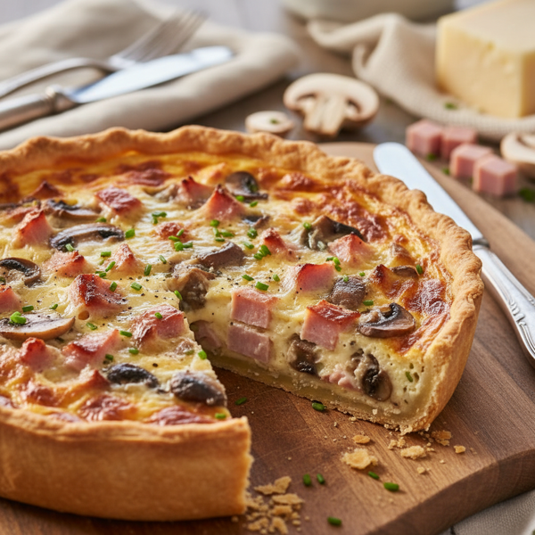 Hearty Ham & Mushroom Quiche with Gruyère recipe