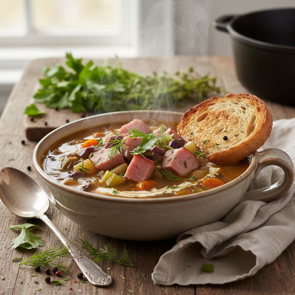 Hearty Ham and Herb Cabbage Soup recipe