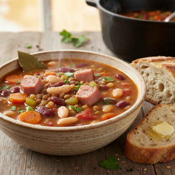 Hearty Ham and Multi-Bean Soup recipe