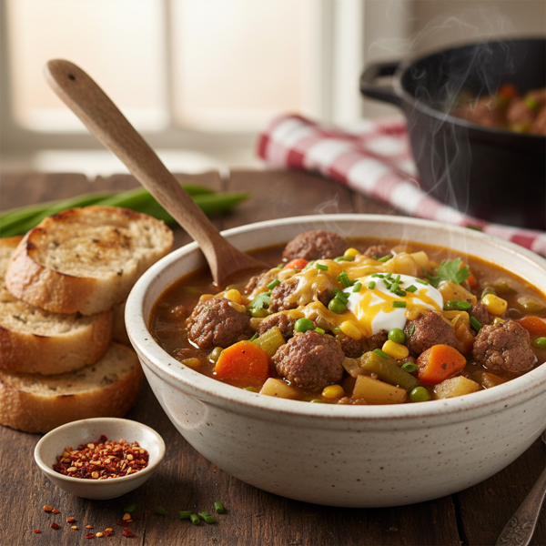 Hearty Hamburger Vegetable Medley Soup recipe