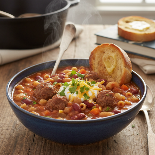 Hearty Hamburger and Bean Macaroni Soup recipe