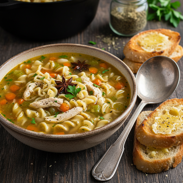Hearty Homemade Chicken Broth Noodle Soup recipe