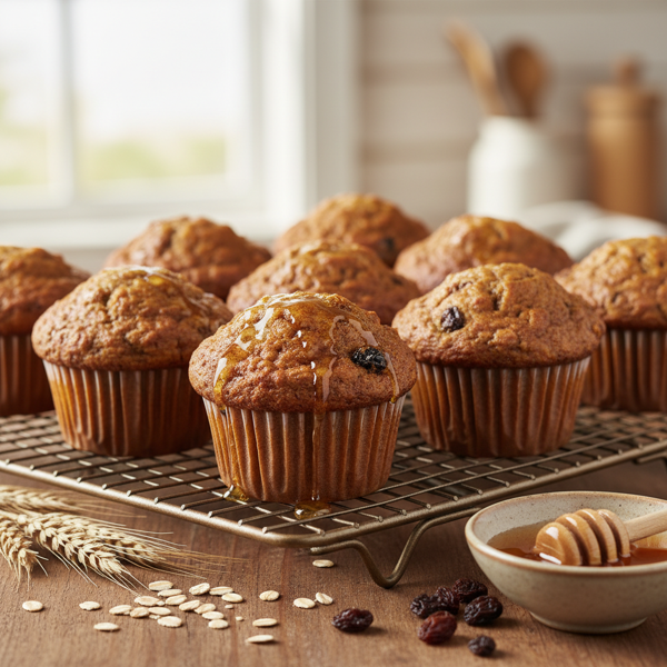 Hearty Honey Raisin Bran Muffins recipe