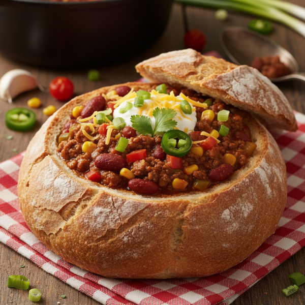 Hearty Italian Bread Bowl Chili recipe