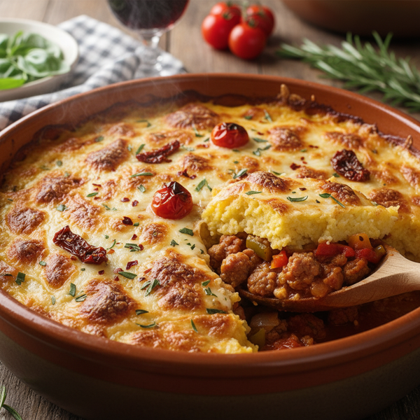 Hearty Italian Polenta and Sausage Bake recipe