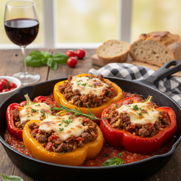 Hearty Italian Sausage & Beef Stuffed Bell Peppers recipe