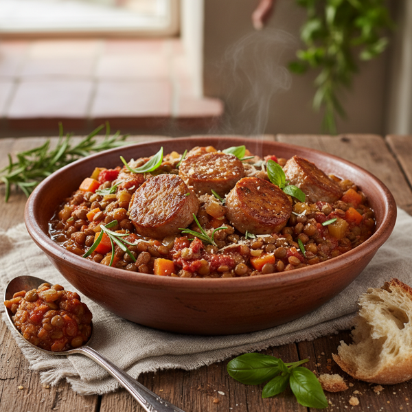 Hearty Italian Sausage and Lentil Delight recipe