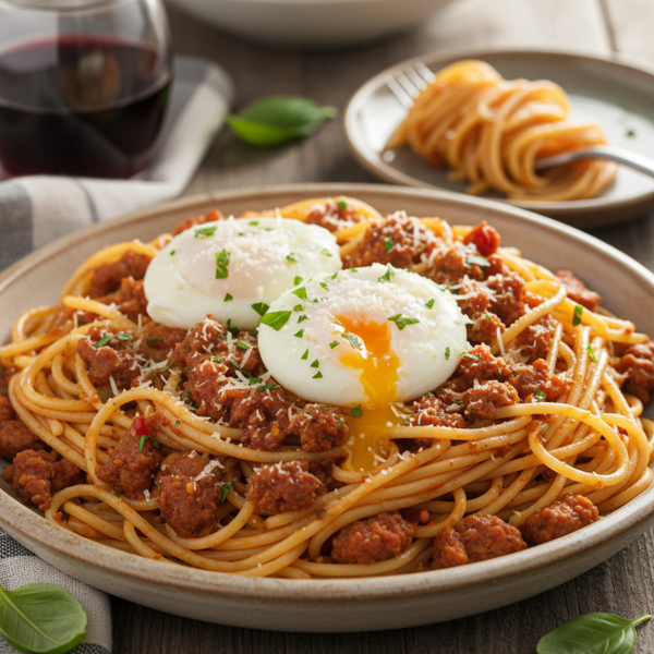 Hearty Italian Spaghetti with Sausage and Eggs recipe