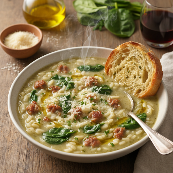 Hearty Italian Spinach and Rice Soup recipe