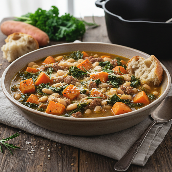 Hearty Kale, Sweet Potato & White Bean Delight recipe