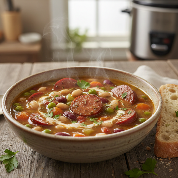 Hearty Kielbasa and Bean Slow Cooker Soup recipe