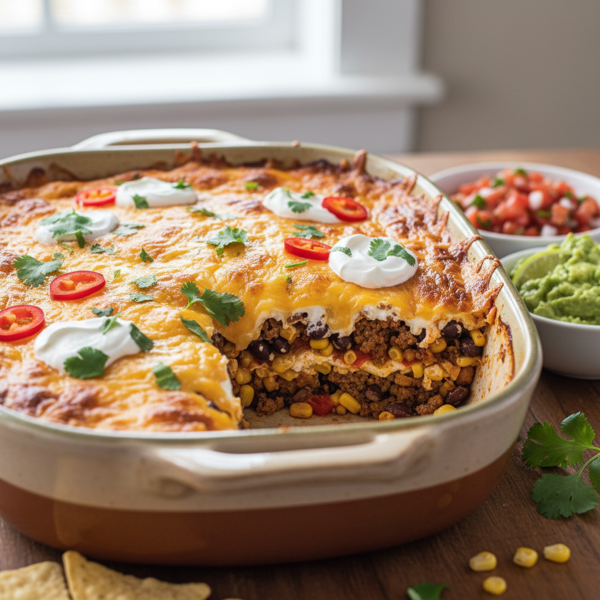 Hearty Layered Fiesta Casserole recipe