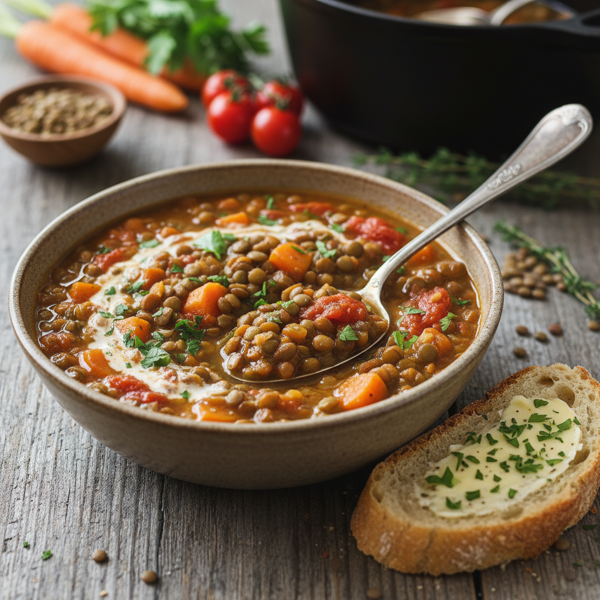 Hearty Lentil, Carrot, and Tomato Soup recipe