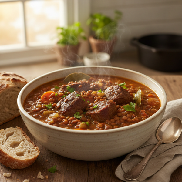 Hearty Lentil & Beef Stew recipe