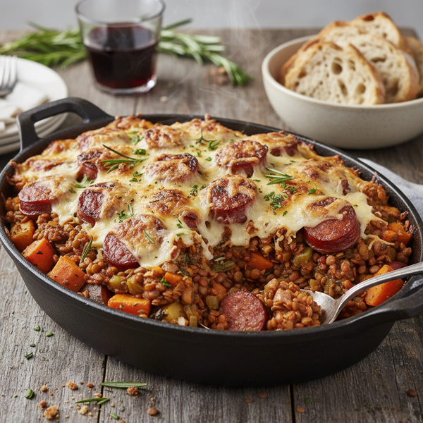 Hearty Lentil & Sausage Layered Bake recipe