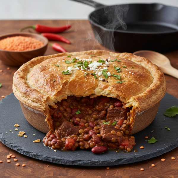Hearty Lentil and Beef Chili Pie recipe