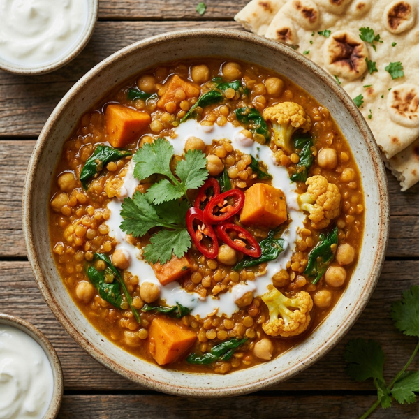 Hearty Lentil and Chickpea Vegetable Curry recipe