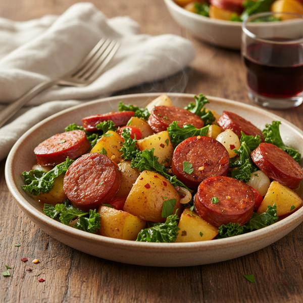 Hearty Linguica, Kale, and Potato Medley recipe