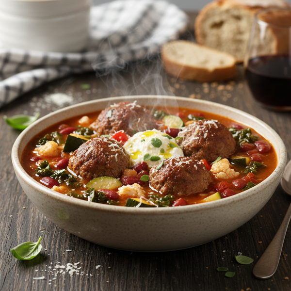 Hearty Low-Carb Meatball Minestrone recipe