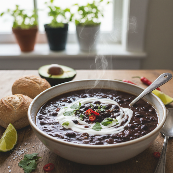 Hearty Low-Fat Black Bean Soup recipe