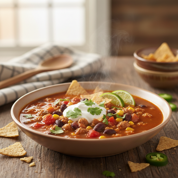 Hearty Low-Fat Turkey Taco Soup recipe