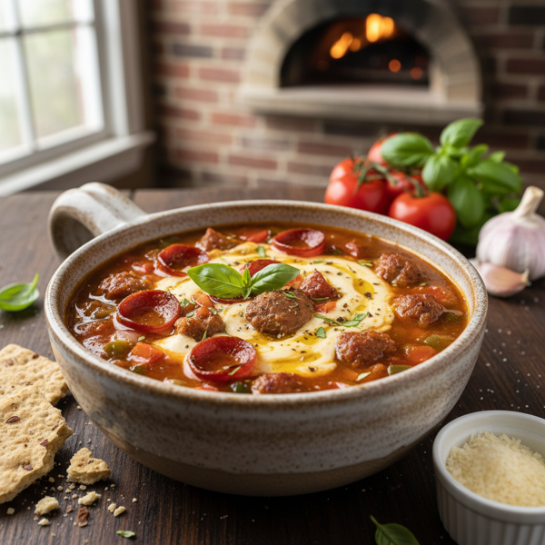 Hearty Low Carb Pizza Soup Delight recipe