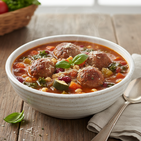 Hearty Meatball Minestrone Soup recipe